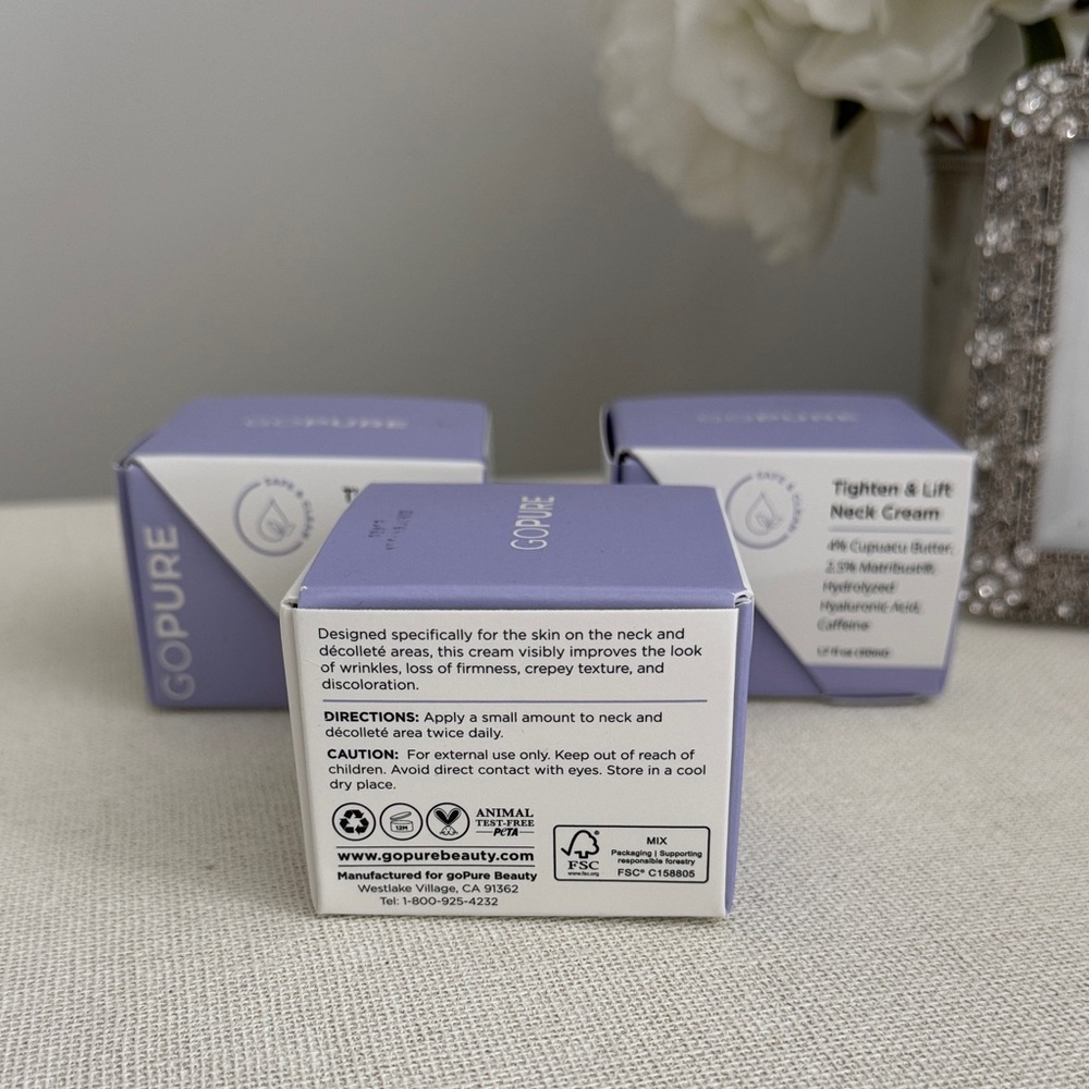 Brand New Set of 3 Go Pure - Tighten and Lift Neck Cream - Picture 6 of 12